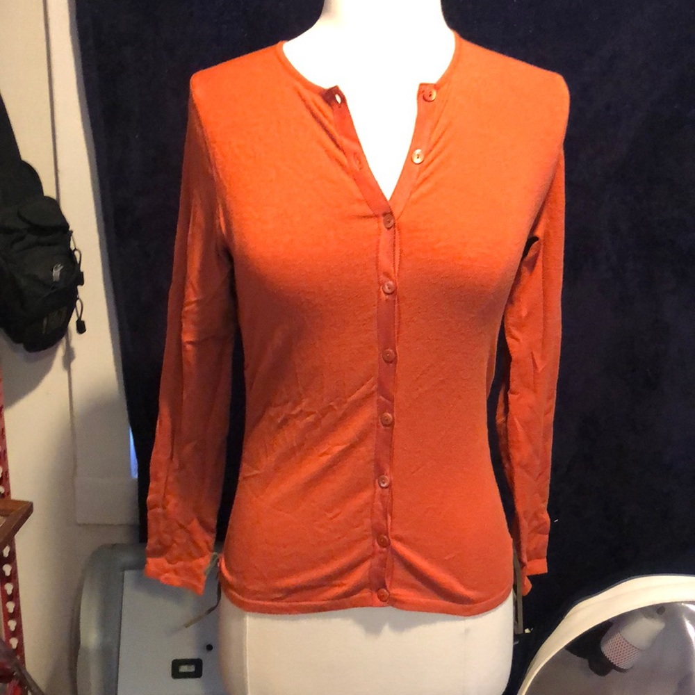 Easel Cardigan style top burnt orange color.
